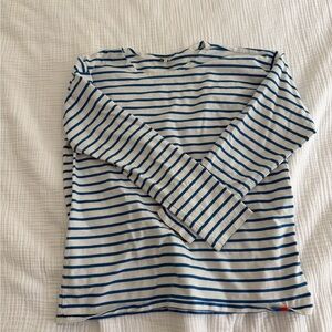 KULE The Boyfriend Blue and White striped  Long Sleeve Tee